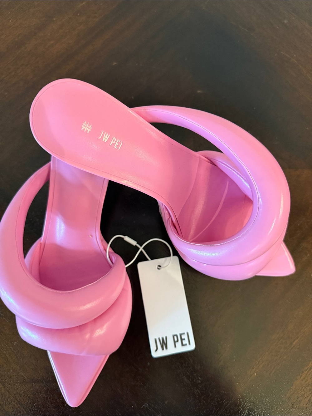 JW PEI Bubble Strap Pointed Mules in Pink